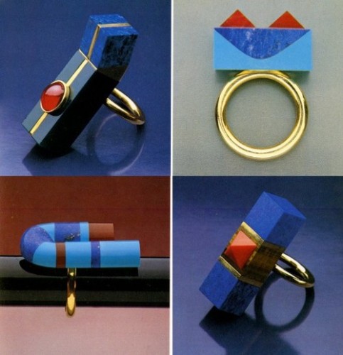 rings, Arata Isozaki, architecture, inlay, lapis, statement, jewelry, minimal