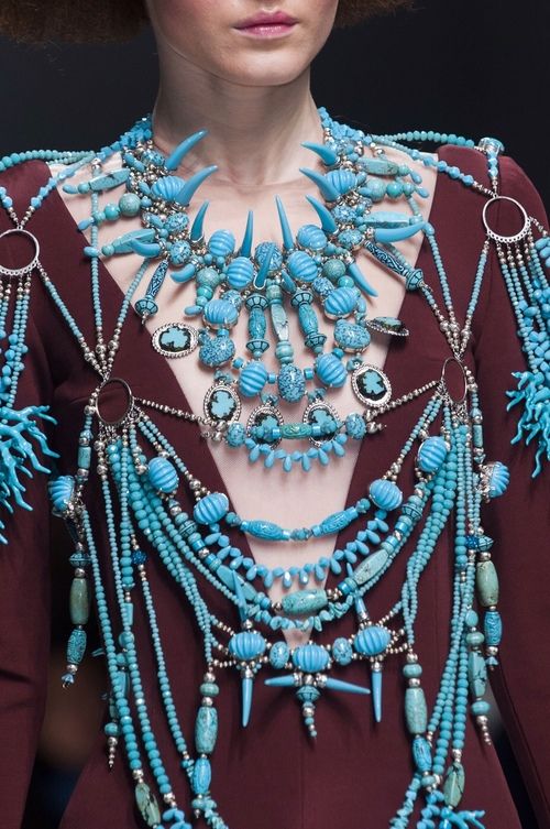 runway, turquoise, body jewelry, tribal, couture